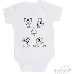 100% katoenen Romper Rebus ""Ik ben de allerliefste"" Unisex Katoen Wit/zwart 68/74