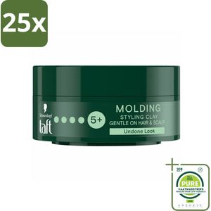 25 x Taft - Molding Styling Clay - Hold 5+ - Vormbare hold - 75 ml - Grootverpakking - Haarstyling Klei - Matte Styling - Taft Molding Clay - Haarproducten - Haarfixatie