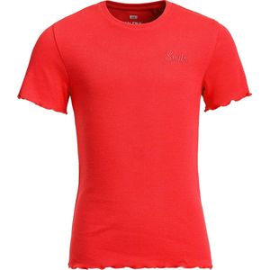 WE Fashion Meisjes slim fit T-shirt met ribstructuur