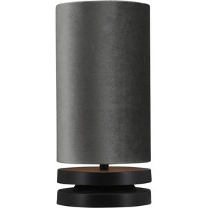Tafellamp Livio zwart - Ø 15 cm - kap velours grijs