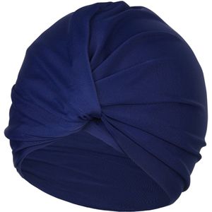 Badmuts, badmuts voor dames, badmuts, stretchstof, badmuts voor dames met lang haar, douchemutsen voor volwassenen voor dames, elastische comfortabele badmutsen, modieuze geplooide geknoopte stijl - Marine