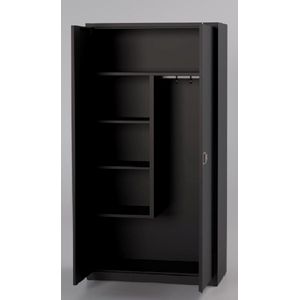Lockerkast Draaideurkast Schoonmaakkasten Werkkast 180 x 80 x 42 ZWART Metalen kast kantoorkast, garage kast Met slot Opbergkasten 2 deuren staal