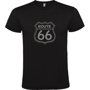 Zwart t-shirt met 'Route 66' print Zilver size S