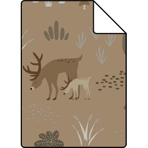 Proefstaal ESTAhome behang bos met bosdieren beige bruin - 26,5 x 21 cm - 139410-S