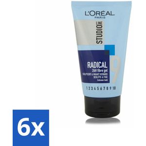 6 x L'Oréal Studio Line Special FX Radical Gel 150 ml - Haar Gel - Extreme Fixatie - 24 Uur Hold - Styling Gel - Hanenkam Gel