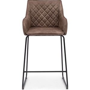 Riviera Maison Barkruk Met Rugleuning - Frisco Drive Counter Stool - Pellini Leer - Bruin