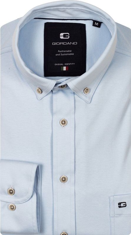 Giordano – Ivy – Overhemd – Liquid cotton – button down kraag - Lichtblauw - Regular Fit - NOS7078-61