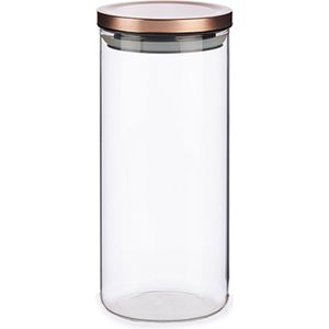 Glazen luxe keuken voorraadpot/voorraadbus 1380 ml- Voorraadbussen luchtdichte deksel rose goud - 10 x 23 cm