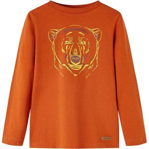 vidaXL - Kindershirt - met - lange - mouwen - 104 - lichtroestkleurig