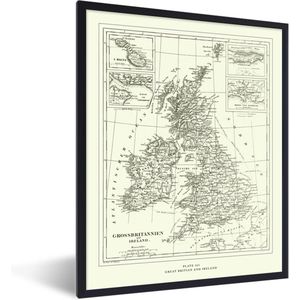 Fotolijst incl. Poster - Klassieke wereldkaart Groot Brittannië en Ierland - 30x40 cm - Posterlijst