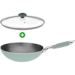 Primecook - Kleine wok met deksel - Ø 24 cm - PFAS-vrij - inductie - veilige en slijtvaste antiaanbaklaag