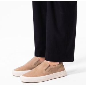 Manfield - Heren - Beige suède loafers - Maat 43