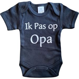 Baby romper ik pas op opa! - Baby romper - Zwart- Wit - Newborn romper - Maat 56 - Baby
