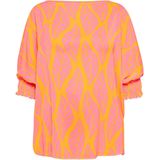 usha - Blouse - Bladprint - Losse Pasvorm - Driekwartmouwen