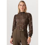 Tory - Top - Spicy Chocolate - Lange Mouwen - Semi-transparant Kanten Stof