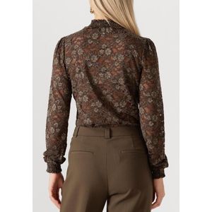 Tory - Top - Spicy Chocolate - Lange Mouwen - Semi-transparant Kanten Stof
