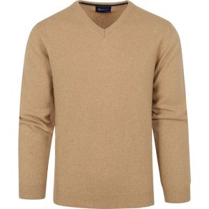 Suitable Pullover Wol V-Hals Beige - Maat 3XL - Heren - Pullovers