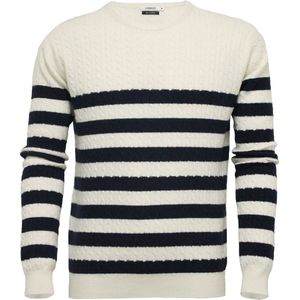 Hommard Crew Neck Cable Striped Silk Cashmere Sweater maat Large