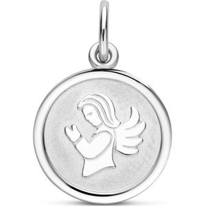 zilver gerhodineerd hanger hartje engel poli/mat gediamanteerd 18 mm 1340470