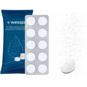 Espressomachine reinigings- en ontvettingstabletten - 10 x 2g - Wessper - tabletten worden gebruikt voor ontvetten en reinigen: espressomachines, melkopwarmers, diverse huishoudelijke apparaten, slagroomvangers, metalen voorwerpen gouden juwelen