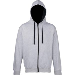 Awdis Heren Varsity Hooded Sweatshirt / Hoodie / Zoodie (Heide Grijs/Franse marine)