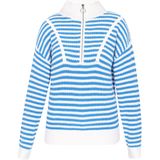 usha - BLUE LABEL - Trui - Azuur/Wit - Schipperskraag - Gestreept