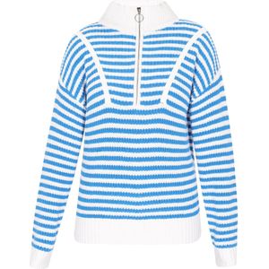 usha - BLUE LABEL - Trui - Azuur/Wit - Schipperskraag - Gestreept