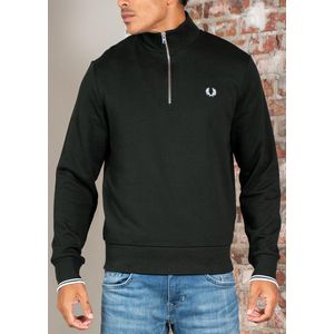 Fred Perry Half zip sweatshirt - night green snow white