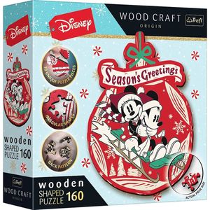 Houten Puzzel Speciale Vorm (160 stukjes) - Mickey en Minnie Winterversie