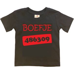 T-shirt Kinderen ""Boefje 486309"" | korte mouw | zwart/rood | maat 98/104 (XXS)