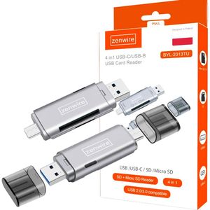 SD Kaart lezer USB C - Zenwire - Kaartlezer SD kaart - Geheugenkaartlezer - 2-in-1 TF en SD Externe Geheugenkaartlezers - Card Reader - Compatibel met Windows, Mac OS, Linux, Android en iOS systemen