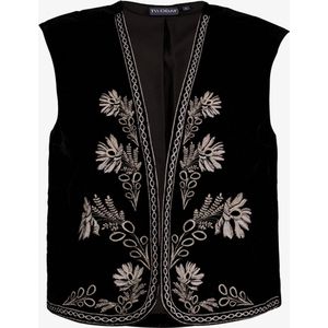 TwoDay dames gilet geborduurde bloemen zwart - Maat L