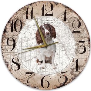 Houten Klok - 30cm - Hond - Engelse Springer Spaniel