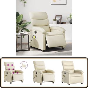 vidaXL Massagestoel - Elektrisch Verstelbaar - Crème Elektrische Massagestoel - Massagefauteuil - Ergonomische Stoel - Lounge Stoel - Voetenbank