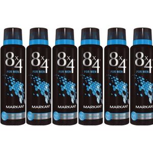 8x4 MEN Markant  Deodorant Spray - 6 x 150 ml - Voordeelverpakking