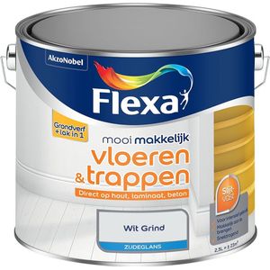 Flexa - Mooi Makkelijk Vloeren & Trappen Zijdeglans - Muurverf - Wit Grind - Mengverf - 2.5 Liter