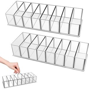 2 Stuks 8 Compartimenten Verwijderbare Cosmetische Transparante Organisator Make-Up Oogschaduw Lippenstiften Nagellak Opbergdozen voor Slaapkamer Vanity Vanity Kast