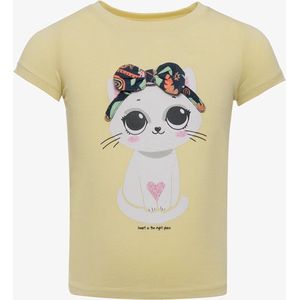 TwoDay meisjes T-shirt met kat geel - Maat 98/104
