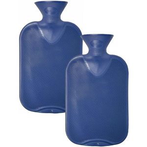 Fashy Kruik - 2x - blauw - 2 liter - kunststof - warmwaterkruik - waterkruik - warmtekruik