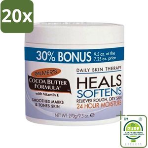 20 x Palmers - Huidverzorging - Cocoa Butter Formula - Verzachtend - Cream Jar - 270 g - Grootverpakking - Droge Huid - Intensieve Hydratatie - Cacaoboter - Vitamine E - Huidverzorging