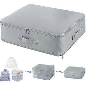 TheLau ® Ultraruimtebesparende, zelfcomprimerende organizer, opbergen dekbedden, beweegbare beddengoed-organizer, 52 x 42 x 30 cm, grote opbergtas voor dekbedden, dekens, kleding