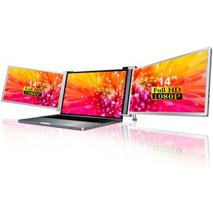 Lipa HDR-75 Triple Portable monitor Full HD - Extra beeldscherm laptop - Tri-screen- Triple monitor - 1 Kabel model ook voor Macbooks en Windows - Plug & Play - Voor schermen tussen 14 en 17.3 inch - 60 Hz - HDR en IPS - 2x 14"" - Met Draagtas