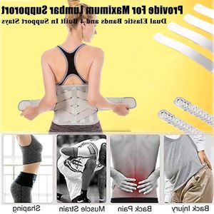 Onderrugbeugels voor rugpijnverlichting - compressieriem voor mannen en vrouwen - lendensteun taille rugbrace voor hernia ischias scoliose - ademend gaasontwerp verstelbare riemen in grijs L formaat