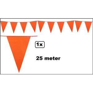 Vlaggenlijn oranje 25 meter - vlaggenlijn van 25 meter lang - Carnaval Koningsdag EK WK sport festival thema feest Holland Nederland