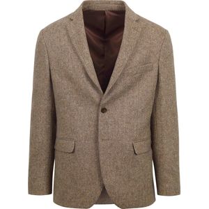 Suitable - Tweed Colbert Herringbone Beige - Heren - Maat 50 - Modern-fit