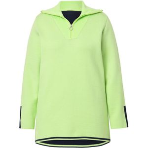 Angel of Style Angel of Style - Dames - Gebreide troyer double face-breisel ritskraag - Limoengroen - Maat 46+