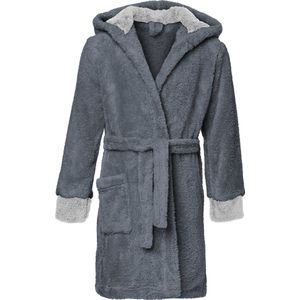 Timone Kinderen Badjas met Capuchon - Wasmachine bestendig - Polyester - TI-Kids - Grafiet/Grijs (615/719) - 110-116