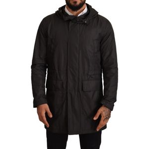 Zwart trenchcoatjack met capuchon