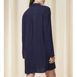 Dames nachthemd Boyfriend - Knoopsluiting - lange mouw - blauw - 36