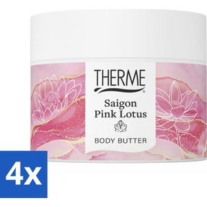 4 x Therme - Saigon Pink Lotus - Bodybutter - Hydraterend - Verzorgend - 225gr - Bodybutter - Hydraterende Crème - Verzorging - Roze Lotus - Amber